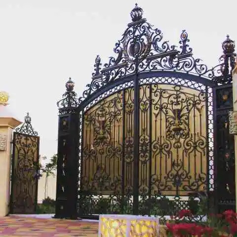 Structural Erection of Custom Wrought Iron Garden Gates