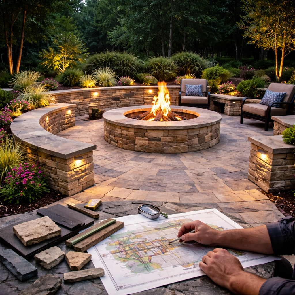 Structural Design and Masonry Erection of Luxury Brick Outdoor Firepits