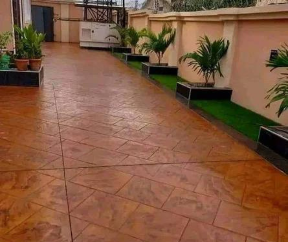 Engineering and Pouring of Custom Colored Stamped Concrete Patio Floors